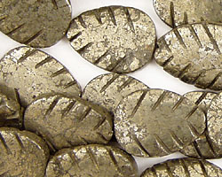Golden Pyrite Carved Leaf 20x15mm