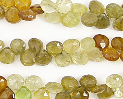 Green Garnet Faceted Flat Teardrop 6-8mm