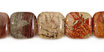 Red Silver Leaf Puff Square 14mm