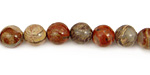 Red Silver Leaf Round 8mm