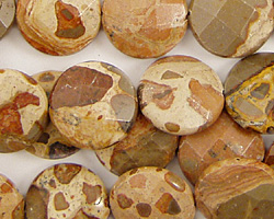 African Brown Rhyolite Faceted Coin 14mm