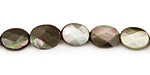 Black Shell Faceted Flat Oval 10x8mm