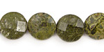 African Green Jasper Faceted Coin 14mm