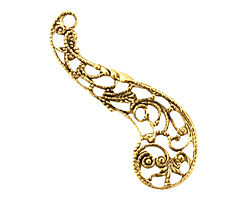 Stampt Antique Gold (plated) Paisley Filigree 14x39mm