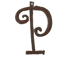 The Lipstick Ranch Rusted Iron Letter P Pendant 36x52mm