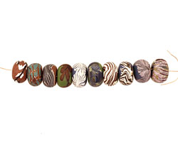 Humble Beads Polymer Clay Faux Bois Woodland Disk 7-8x11-12mm
