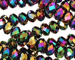 Metallic Peacock Crystal Faceted Rondelle 8mm