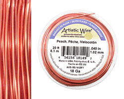 Artistic Wire Silver Plated Peach 18 gauge, 20 feet