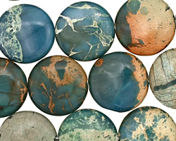 Turquoise Impression Jasper Puff Coin 16mm