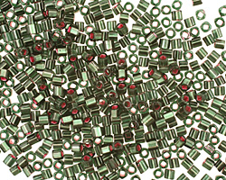 TOHO Olivine (with Frosted Silver & Pink Lining) Cube 1.5mm Seed Bead