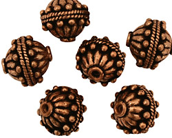Antique Copper Fluted Round with Dots and Roping 13mm