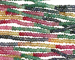 Multi Stone (Citrine, Emerald, Iolite & Ruby) Faceted Rondelle Graduated 2-3mm