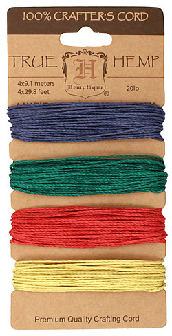Shades of Topaz Hemp Twine 20 lb, 29.8 ft x 4 colors