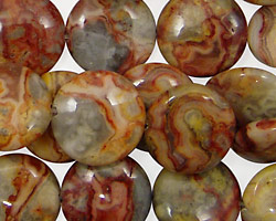 Crazy Lace Agate (red) Puff Coin 15mm
