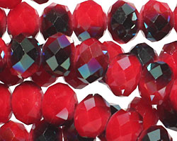 Iris Coral Red Crystal Faceted Rondelle 8mm