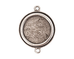 Nunn Design Antique Silver (plated) Traditional Circle Bezel Pendant Link 29x23mm