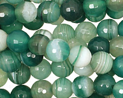 Green Line Agate Faceted Round 8mm