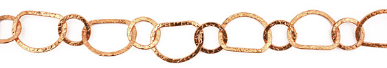 Handmade Copper Cobblestone Freeform and Ring Chain