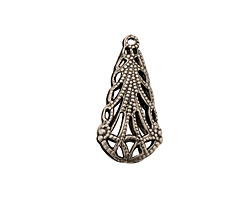 Stampt Antique Pewter (plated) Double Sided Filigree Drop 13x24mm