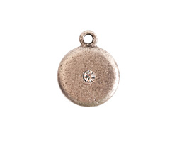 Nunn Design Antique Silver (plated) Small Disk Crystal Charm 13x16mm
