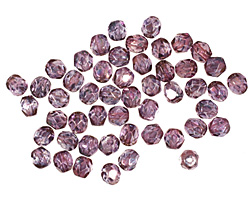 Czech Fire Polished Glass Luster Transparent Amethyst Round 4mm