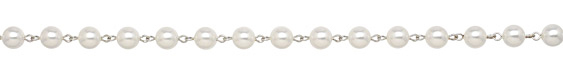 Czech Glass White Pearl on Silver (plated) Bead Chain