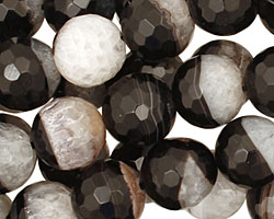 Black Sardonyx Faceted Round 12mm