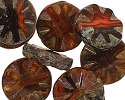 Czech Glass Harvest Flower Window Coin 18mm
