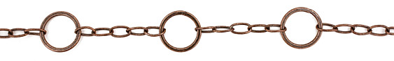 Handmade Antique Copper (plated) Flat Ring & Oval Link Chain