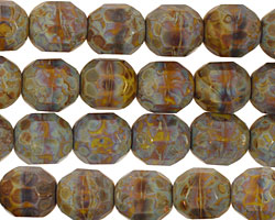 Czech Glass Misty Moors Faceted Barrel 10x9mm