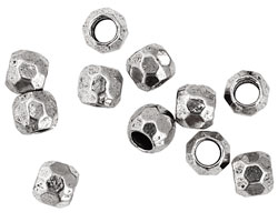 Pewter Faceted Barrel (Large Hole) 7x8mm