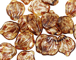 Czech Glass Luster Crystal Picasso Curved Leaf 12x14mm