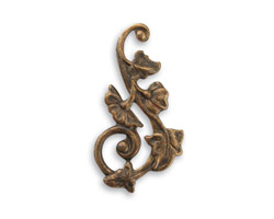 Vintaj Natural Brass Deco Vines Swirling Left 27x15mm