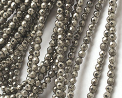 Golden Pyrite (silver tone) Faceted Round 3mm