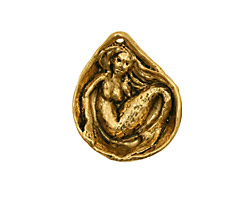 Green Girl Gold (plated pewter) Mermaid Clamshell 20x24mm