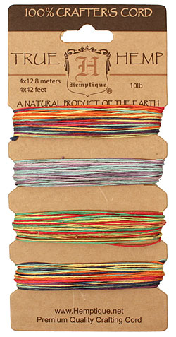 Variegated #2 Hemp Twine 10 lb, 42 ft x 4 colors