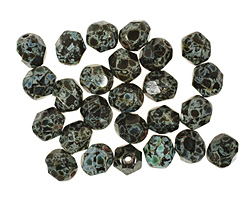 Czech Fire Polished Glass Jet Picasso Round 6mm