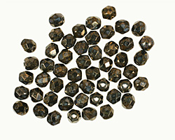 Czech Fire Polished Glass Jet Bronze Picasso Round 4mm