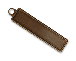 Vintaj Natural Brass Long Rectangle Name Tag Pendant 13x57mm