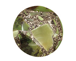 Chrysoprase & Pyrite Coin Pendant 40mm