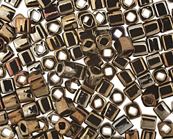 TOHO Metallic Iris Brown Cube 4mm Seed Bead