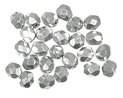 Czech Fire Polished Glass Matte Metallic Aluminum Round 6mm