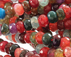 Bold Rainbow Fire Agate Faceted Rondelle 6mm