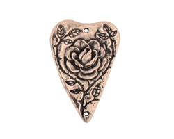 Green Girl Pewter Heart Rose Pendant 28x19mm