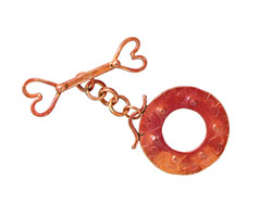 Patricia Healey Copper Ring w/ Hearts Toggle 30x27mm, 34mm bar