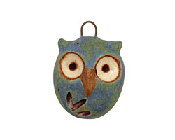 Kylie Parry Ceramic Blue Earth Hoot Owl Charm 19x26mm