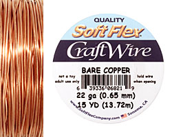 Soft Flex Bare Copper Craft Wire 22 gauge, 15 yards
