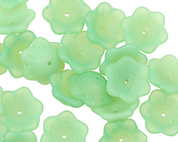 Czech Glass Apple Green (matte) 6 Petal Daisy 4x12mm