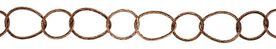 Handmade Antique Copper (plated) Large Patterned Teardrop & Ring Chain