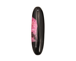 Black & Wine Agate Elongated Oval Pendant 20x70mm